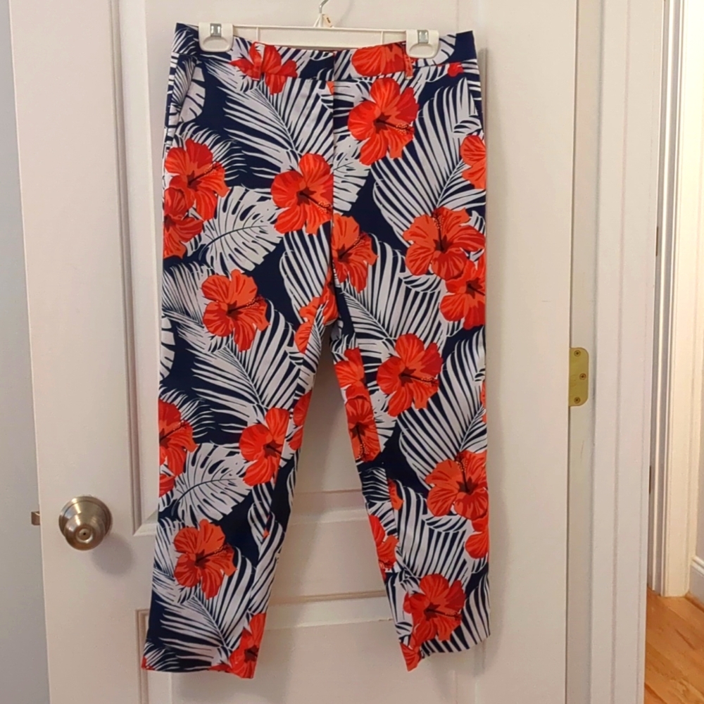 Wildfang Floral Print Pants - Red and Blue